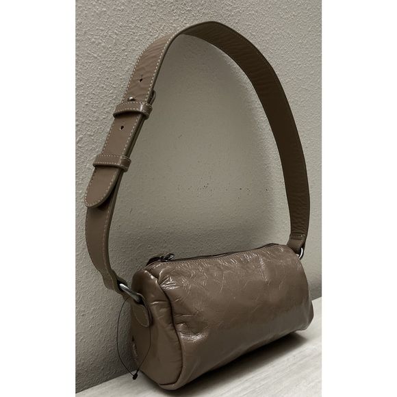 Free People Aurora Taupe Patent Leather Shoulder Baguette Bag Boho Y2K - Picture 4 of 14